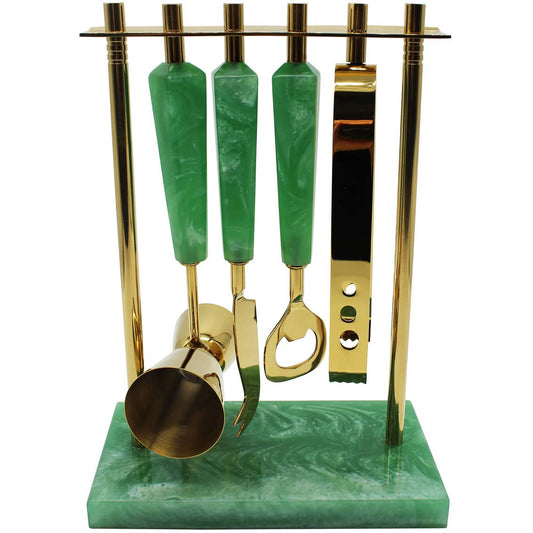 Gold Bar Tools with Green Resin Details