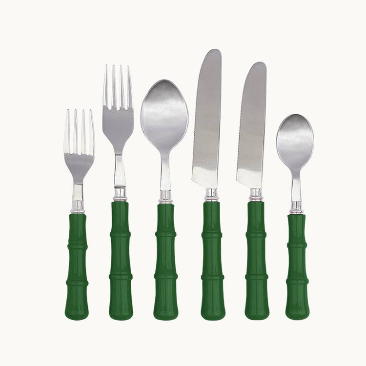 Green Faux Bamboo Cutlery