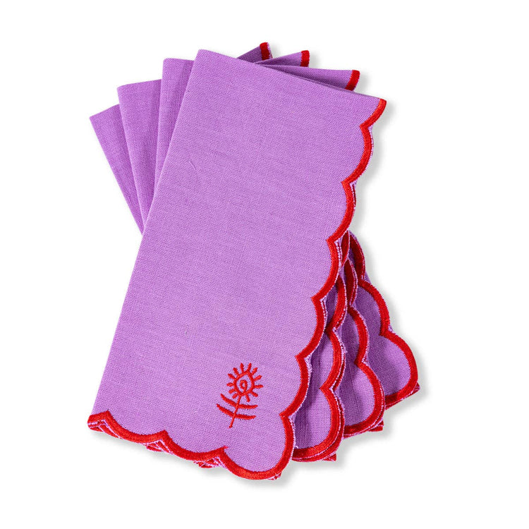 Linen Napkins S/4 - Lilac + Cherry