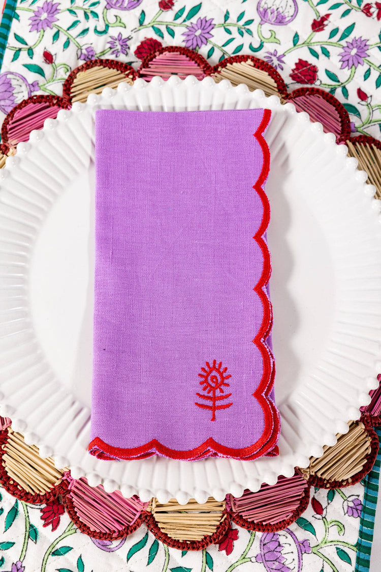 Linen Napkins S/4 - Lilac + Cherry