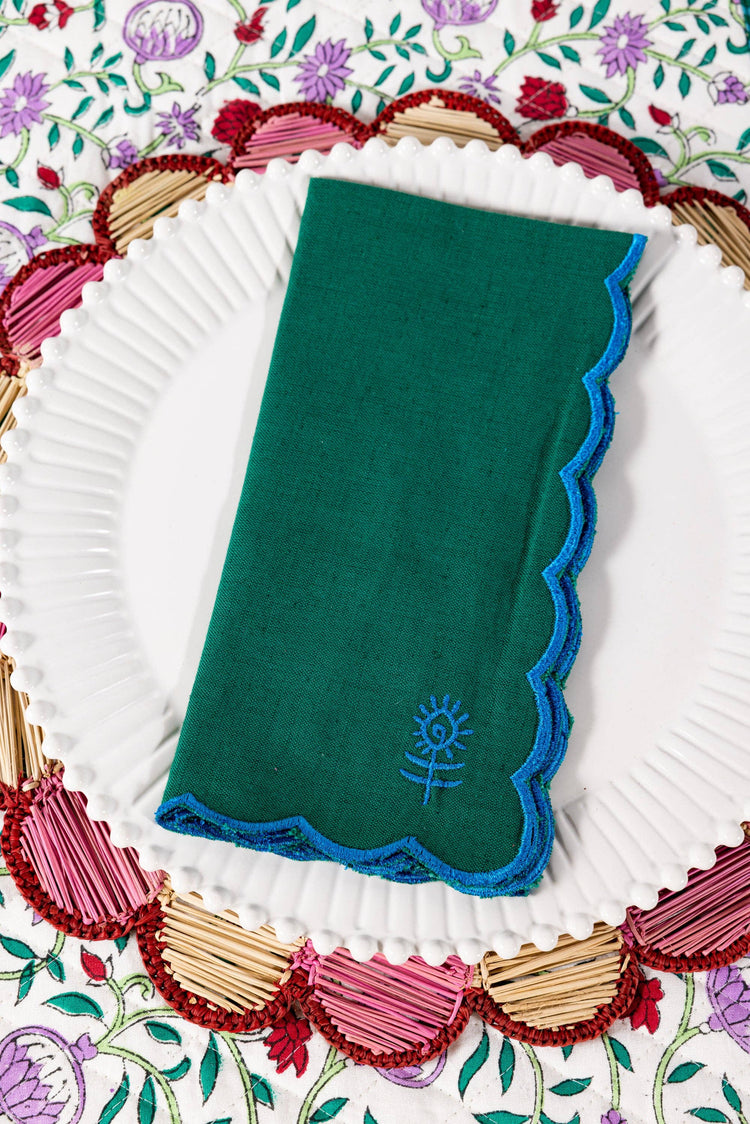 Linen Napkins S/4 - Emerald + Peacock