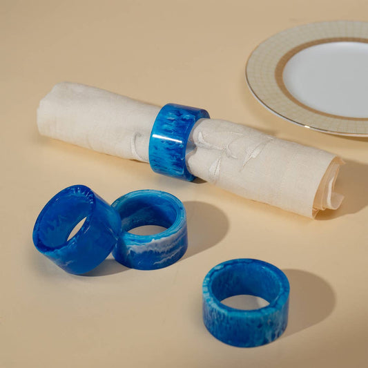 Radiant Blue Resin Napkin Rings S/4