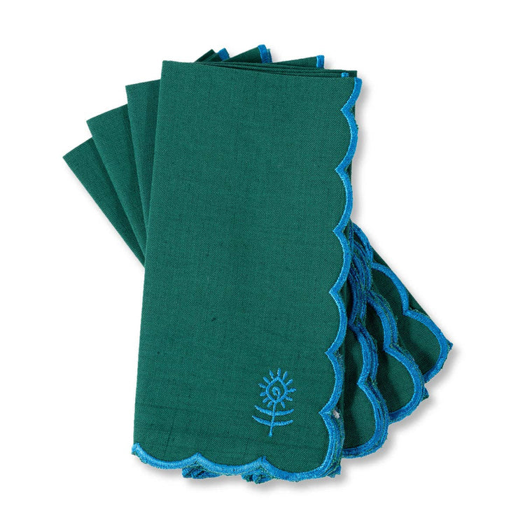 Linen Napkins S/4 - Emerald + Peacock