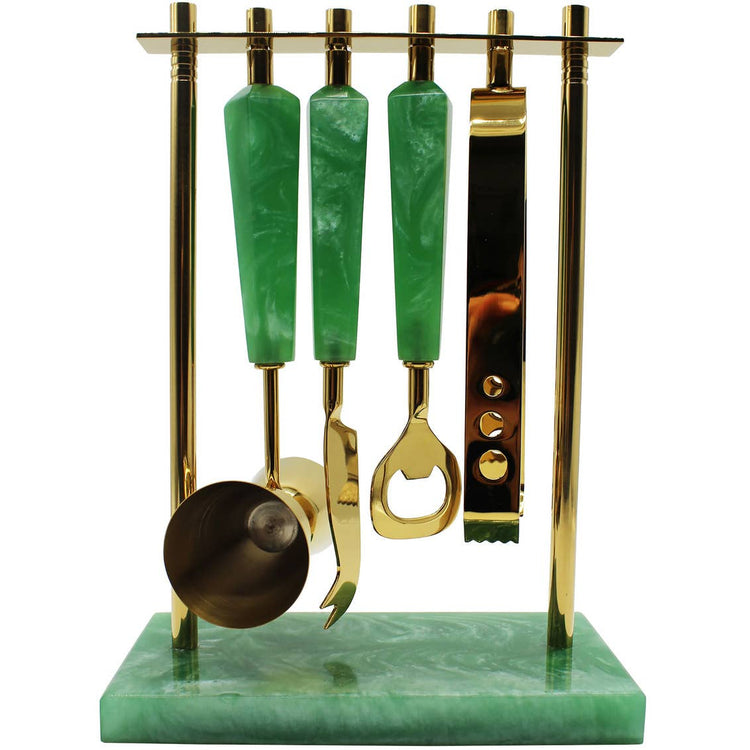 Gold Bar Tools with Green Resin Details